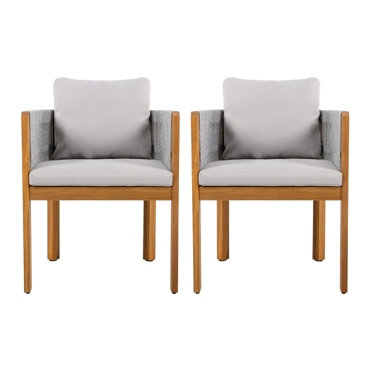 Outdoor Dining Chairs With Rope Handles (Set of 2)