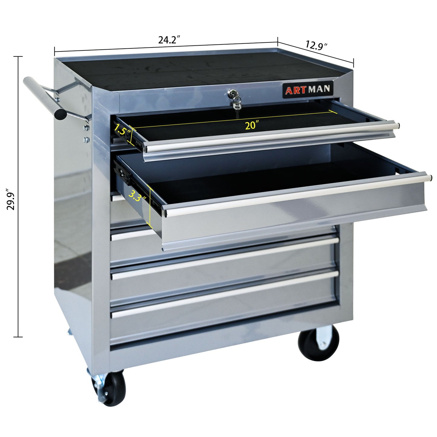 7 Drawers Multifunctional Tool Cart With Wheels