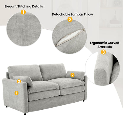 Cozy Upholstered Plush Cushion Loveseat Sofa For Living Room