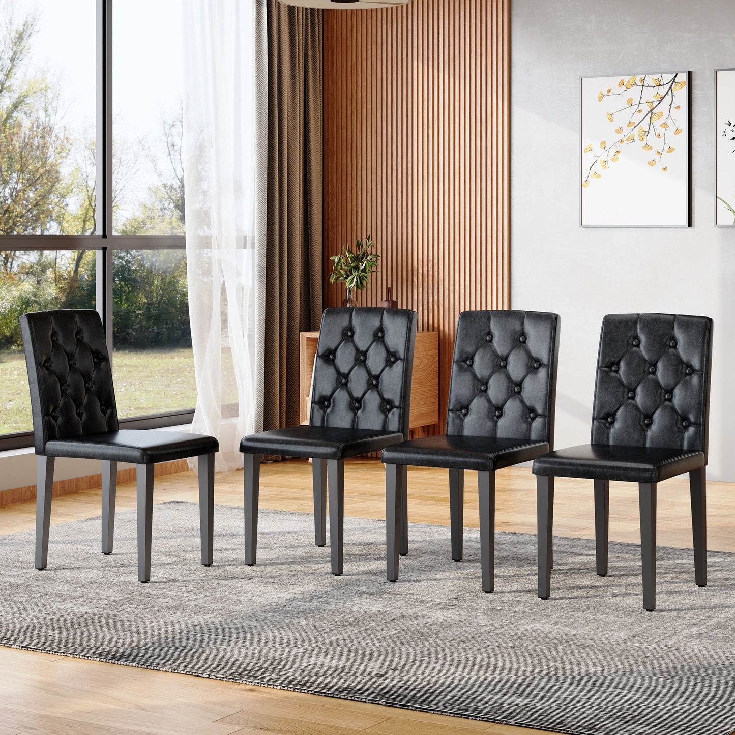 Dining Chairs With Ergonomic Buckle Backrest For Family Dining Rooms
