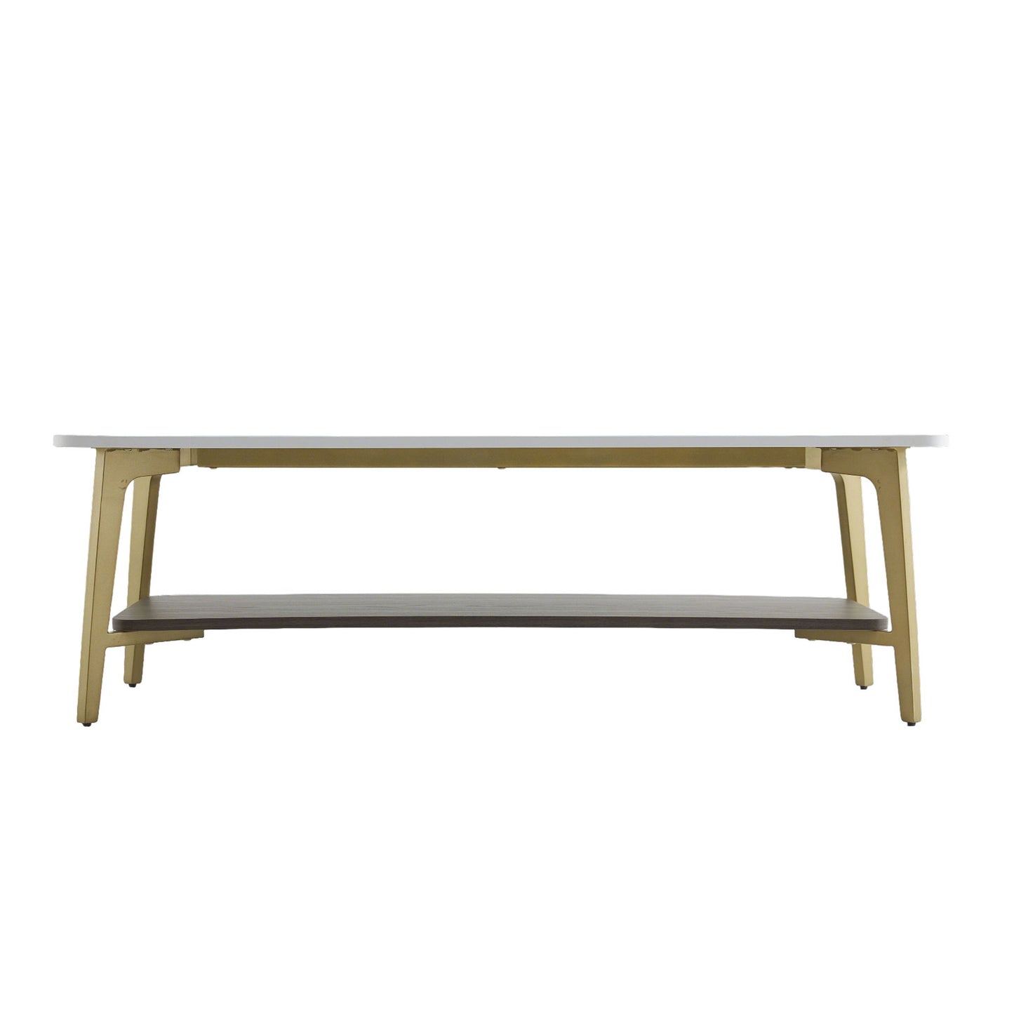 Coffee Table Rectangular Center Table For Living Room Open Space Side Table With Metal Frame - Golden / White