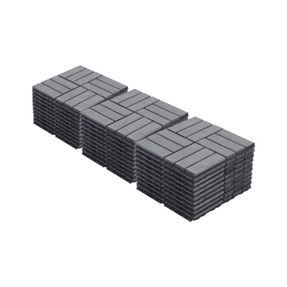 Acacia Wood Interlocking Deck Tiles Checker Pattern For Outdoor Flooring