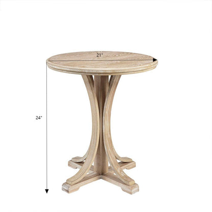 Accent Table Round Rustic Ash Veneer Reclaimed Wheat - Natural