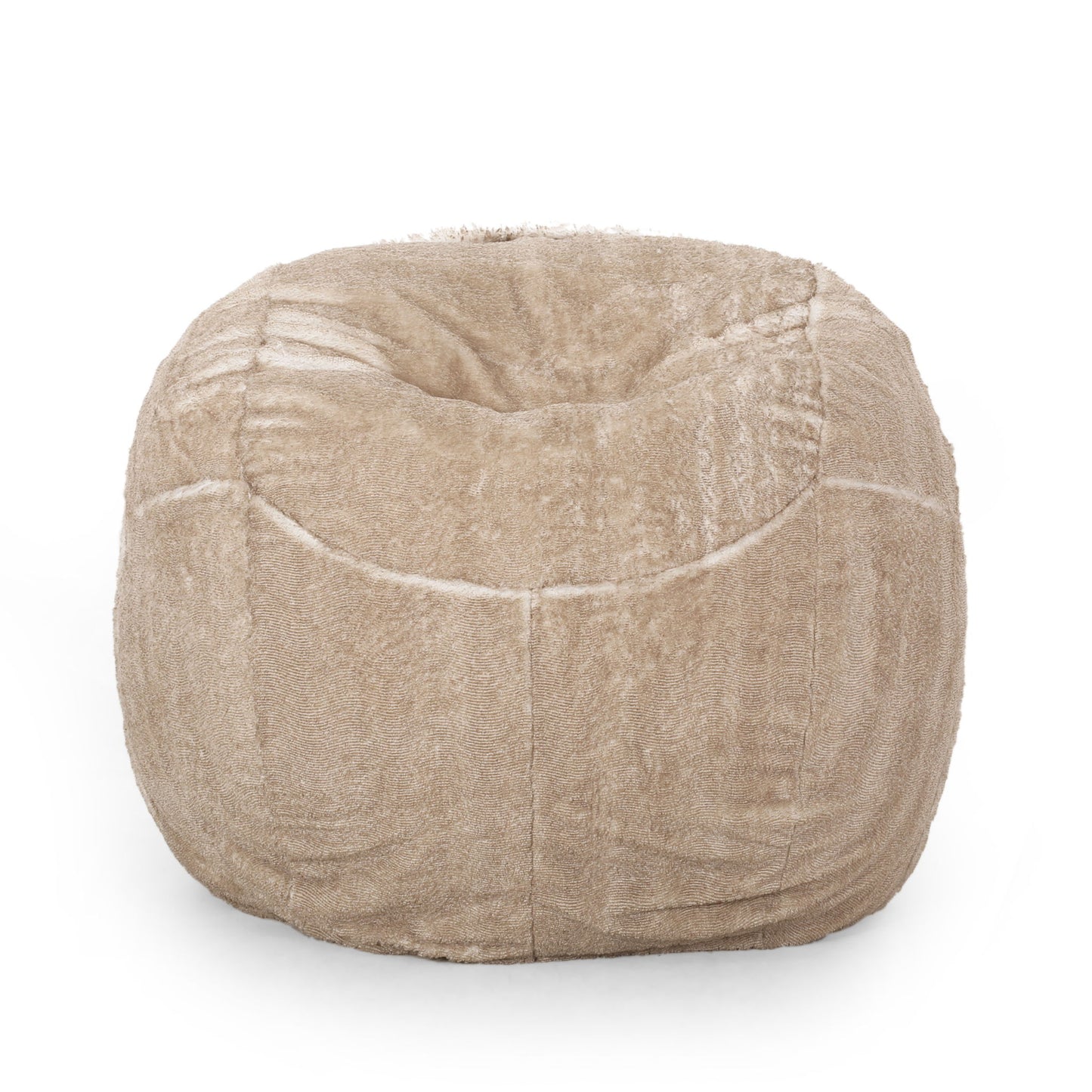 Vida - Modern 5 Foot Rounded Bean Bag - Snow White / Beige