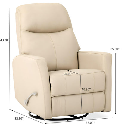 Harlow - Swivel Glider Recliner Chair - Ivory