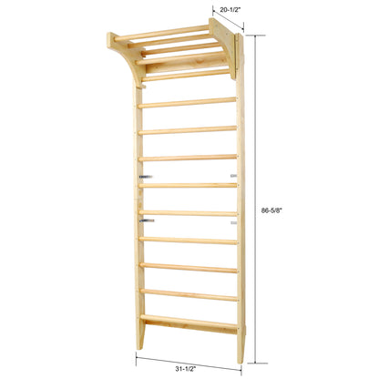 Swedish Ladder, Stall Bars Set For Physical Therapy & Gymnastics - Natural