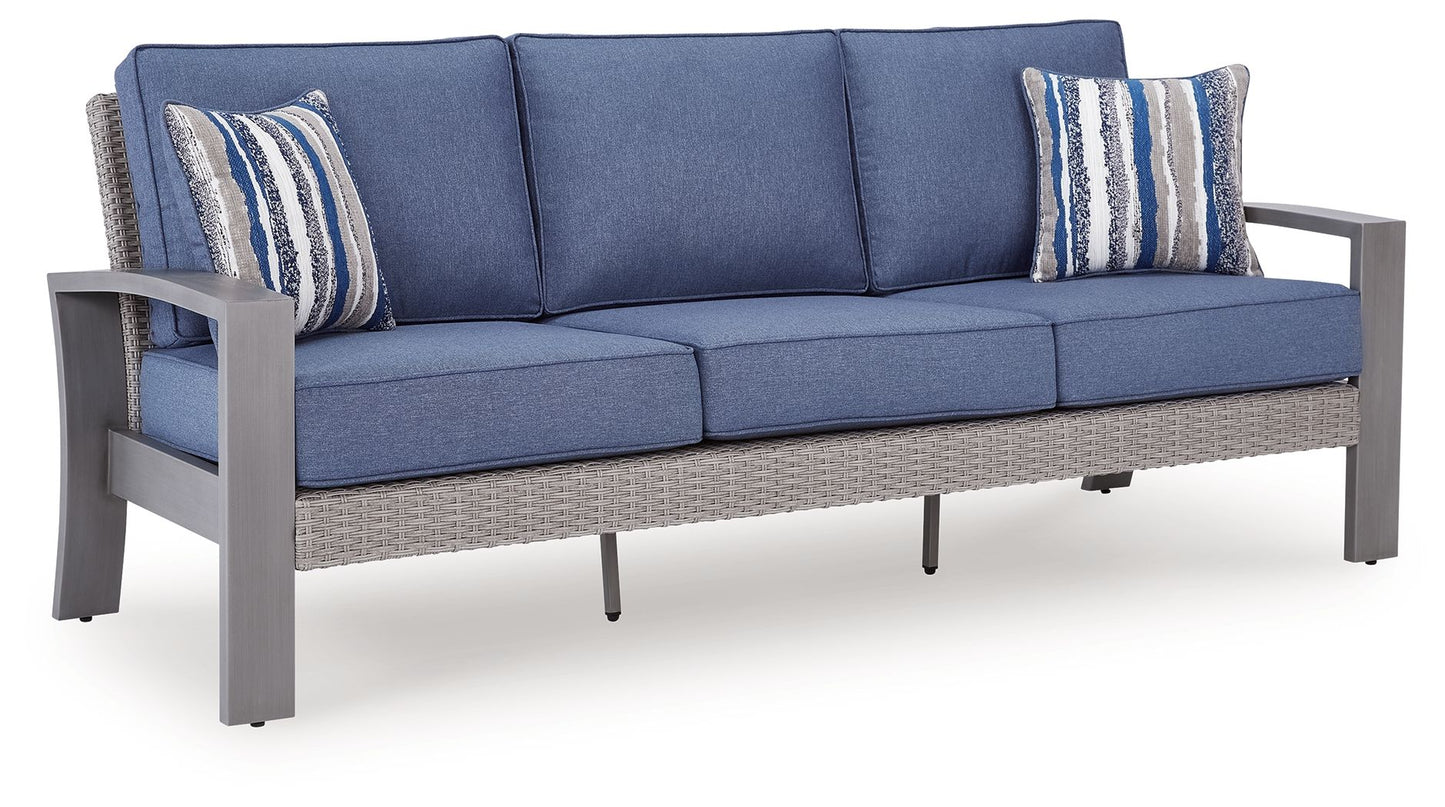 Half Moon Beach - Sofa With Cushion - Blue / Gray