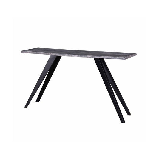 Acacia Wood And Metal Console Table, Live Edge, Angled Legs, Modern Living Room Furniture - Gray / Black