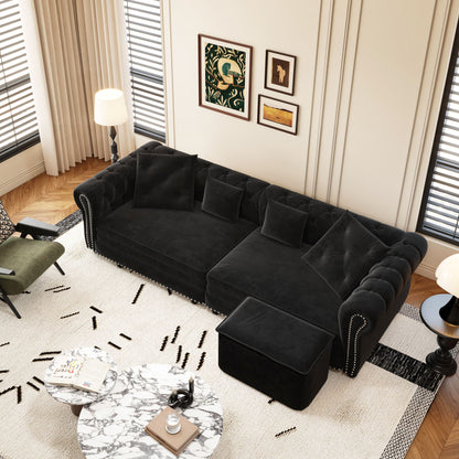 3 In 1 Pull Out Sofa Bed With Movable Ottoman