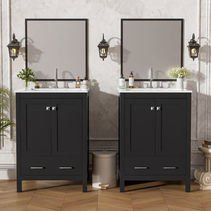 Bathroom Vanity With Integrated Undermount Ceramic Sink, 2 Doors And 1 Drawer, Soft Close Hinges