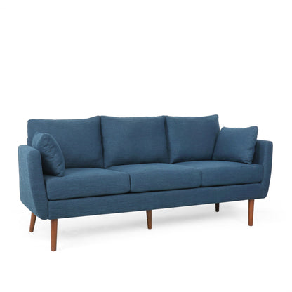 Diaphanous - Upholstered 3 Seater Sofa With 2 Accent Pillows And Wood Legs