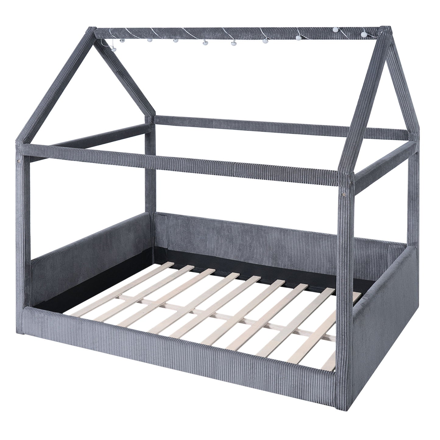 Upholstered House Style Daybed With LED Light Strips