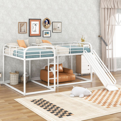 L Shaped Bunk Bed With Slide And Short Ladder