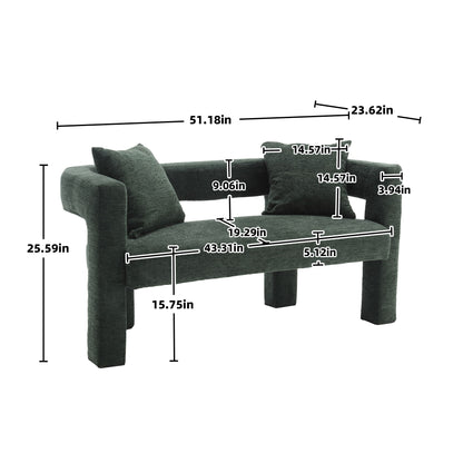 Modern Chenille Loveseat Sofa, Comfy Upholstered 2 Seater