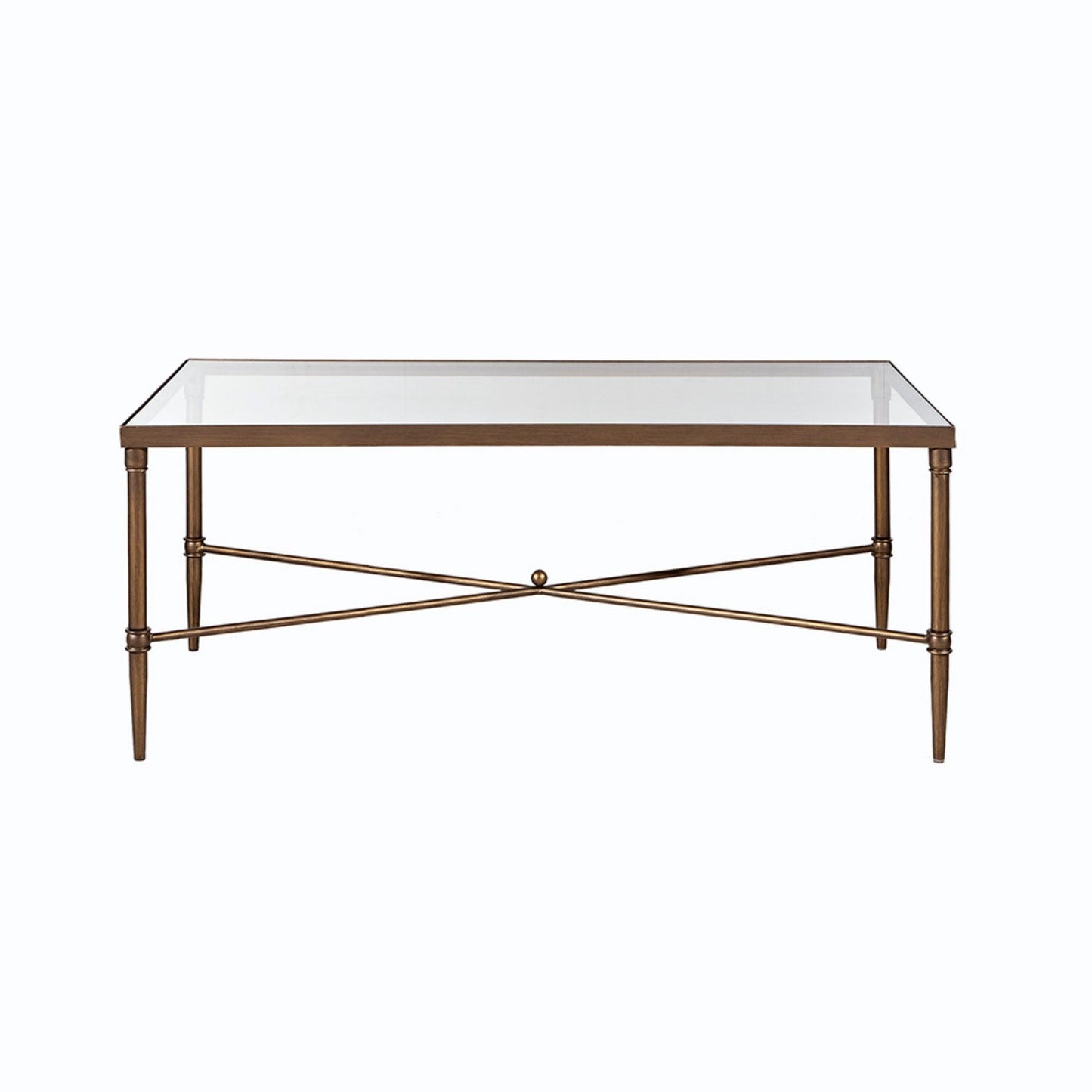 Metal Rectangle Coffee Table With Tempered Glass Top - Bronze
