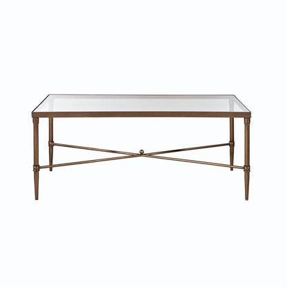 Metal Rectangle Coffee Table With Tempered Glass Top - Bronze