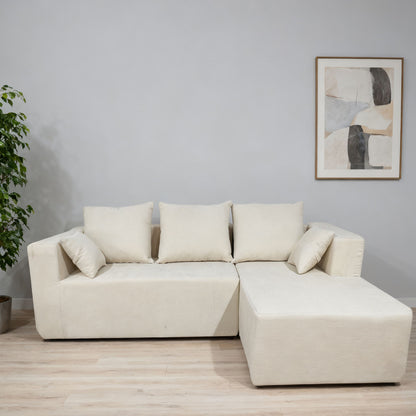 Modular Corner Sofa With Soft Linen Fabric
