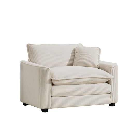 Modern Classic Corduroy Fabric Single Chair Deep Seat Sofa With Pillow