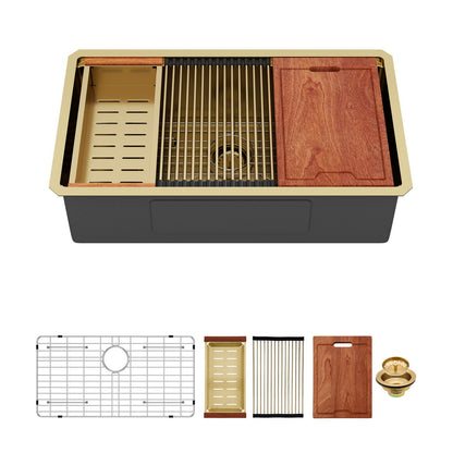 Stainless Steel Undermount Kitchen Sink With Workstation