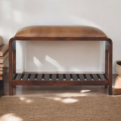 Buffalo - Slatted Square Bench - Brown