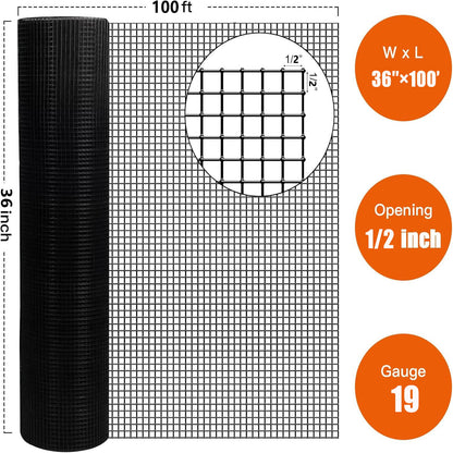 Vinyl Coated Hardware Cloth, For Poultry Netting And Home Improvement - Black