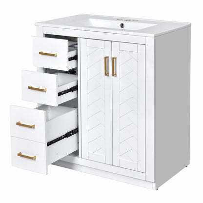 Bathroom Vanity Set With Sink, Storage Cabinet With Drawers & Soft Closing Doors