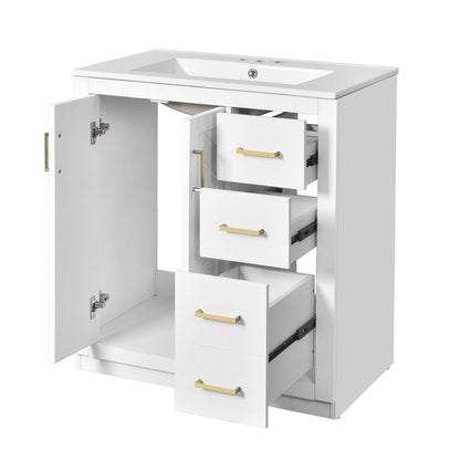 Bathroom Vanity Set With Sink, Storage Cabinet With Drawers & Soft Closing Doors