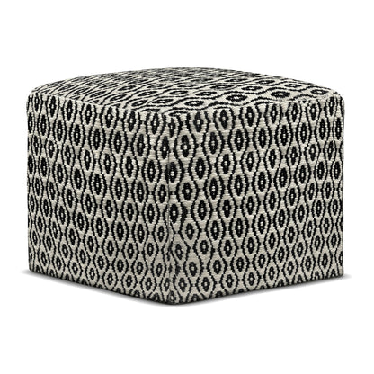 Kiana - Square Outdoor / Indoor Pouf - Black / White