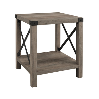 Rustic X 2 Tier Side Table - Gray Wash