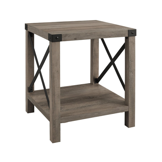 Rustic X 2 Tier Side Table - Gray Wash