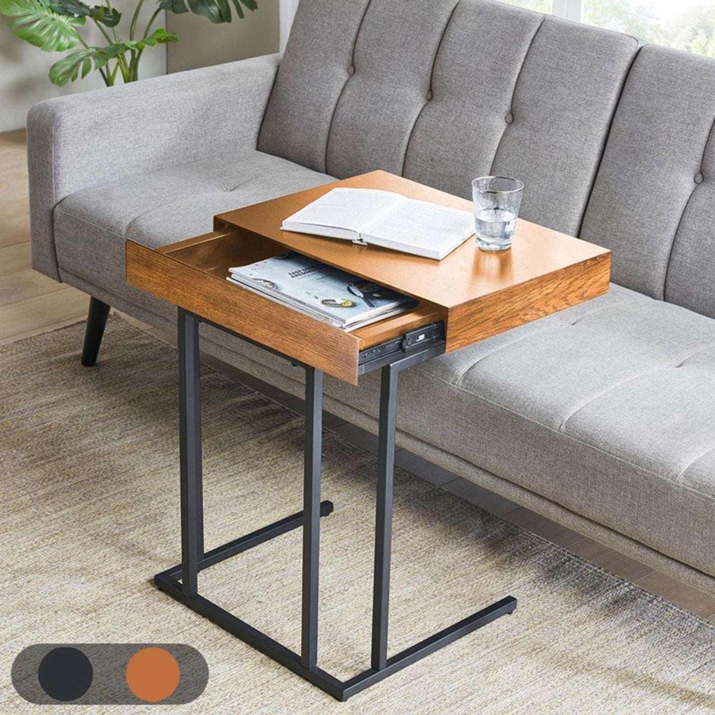 Wynn - Pull Up Table With Storage Compartment - Pecan