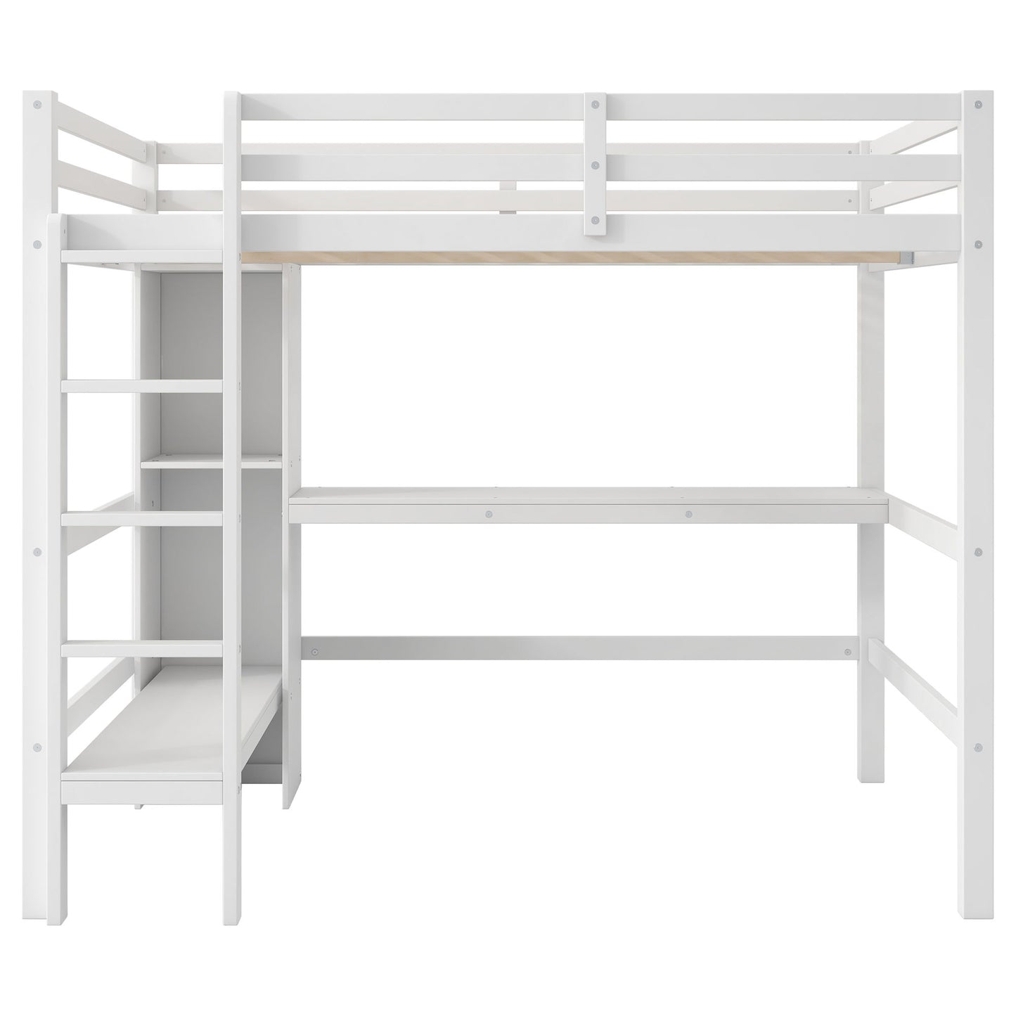 Loft Bed With Built In Desk And Multifunction Shelves