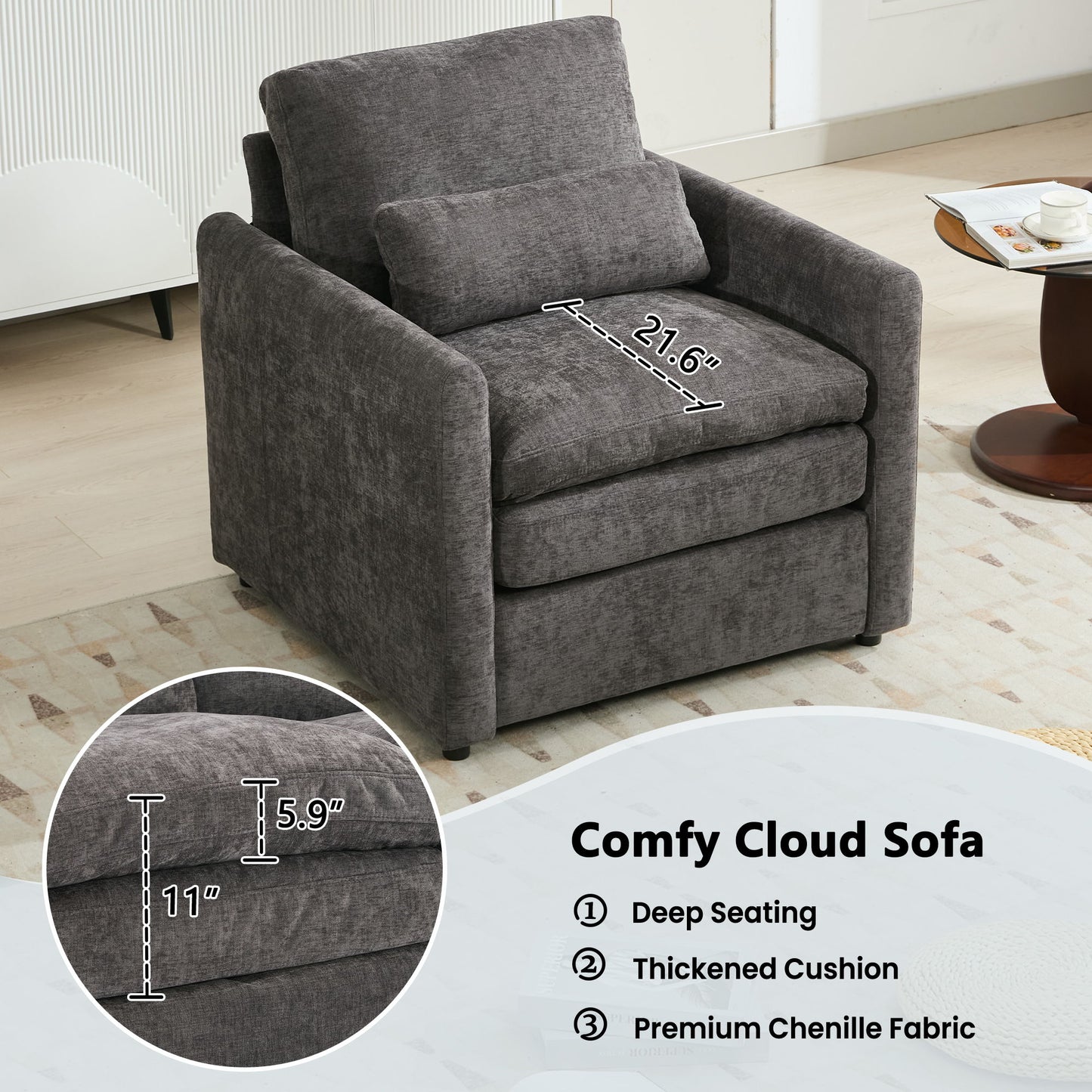 Cozy Upholstered Sofa Set For Living Room