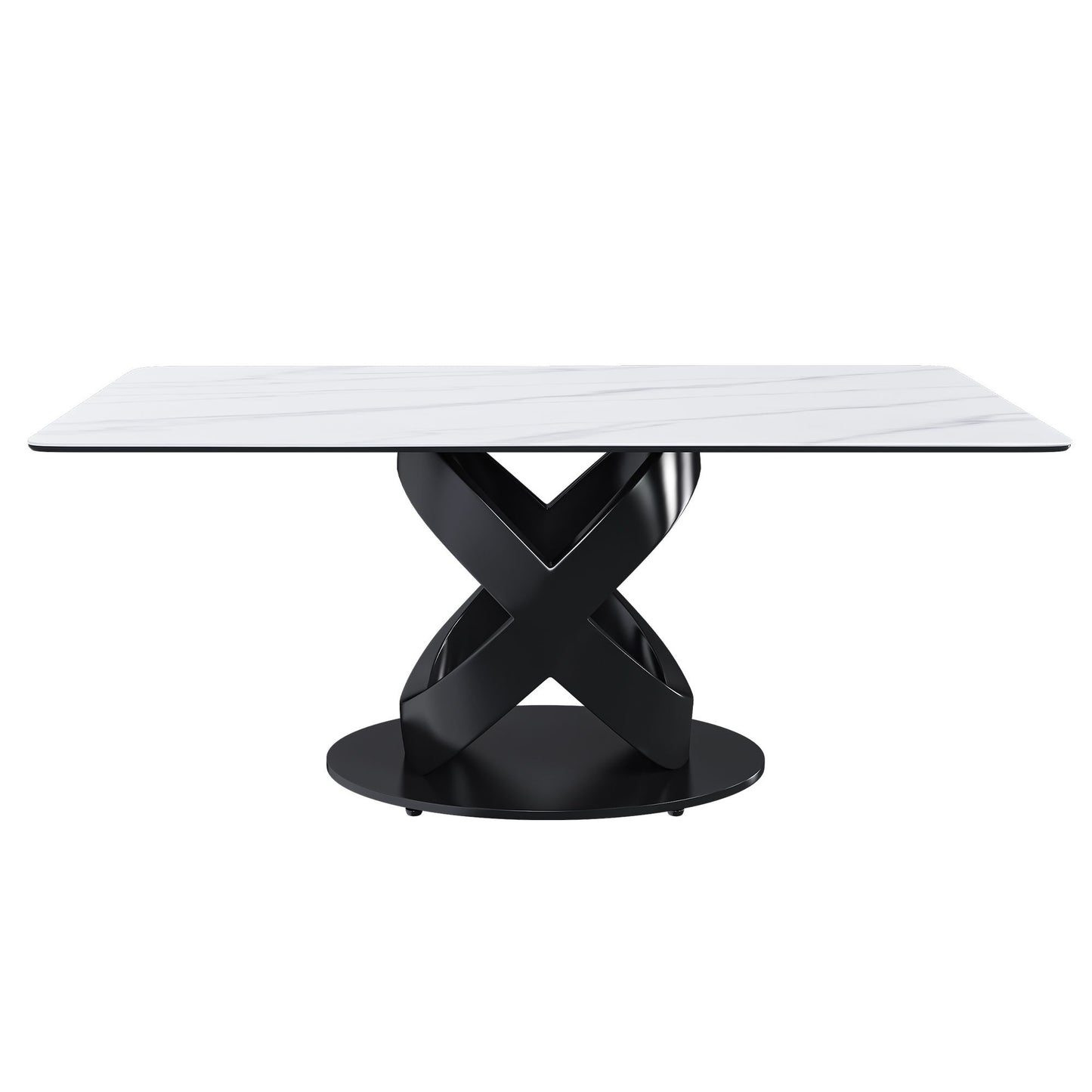 Rectangular Dining Table, For Dinner Party, 4 Chairs - Black / White
