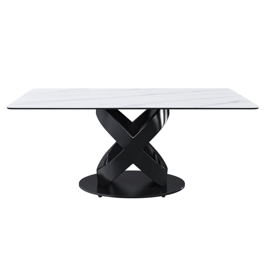 Rectangular Dining Table, For Dinner Party, 4 Chairs - Black / White