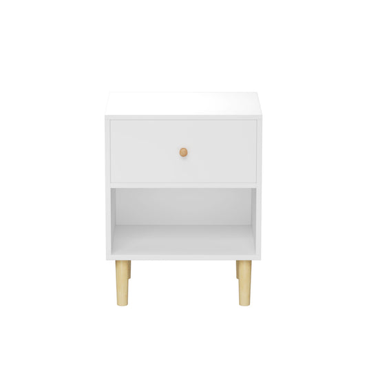 Nightstand With 1 Drawer And 1 Shelf - White