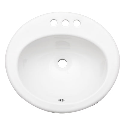 20 X 18" Modern Ceramic Oval Undermount Bathroom Sink With 3 Faucet Holes - White