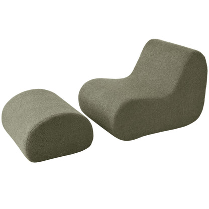 Curved Lounge Chair With Ottoman And High Resilience Foam