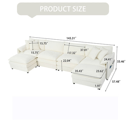 Modern Comfy Deep Seat Modular Sectional Sofa Cloud Couch With Ottoman