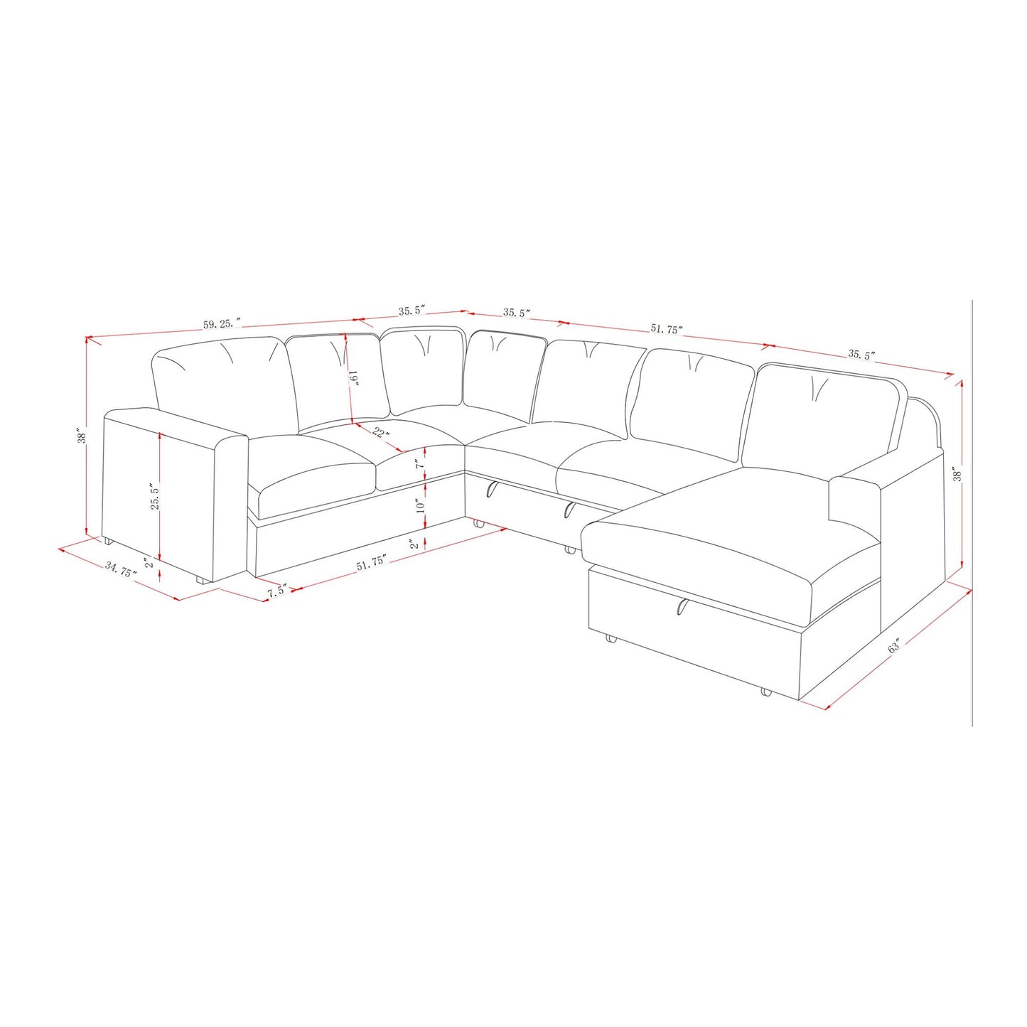 Melody - Sectional Sofa With Plush Cushioning