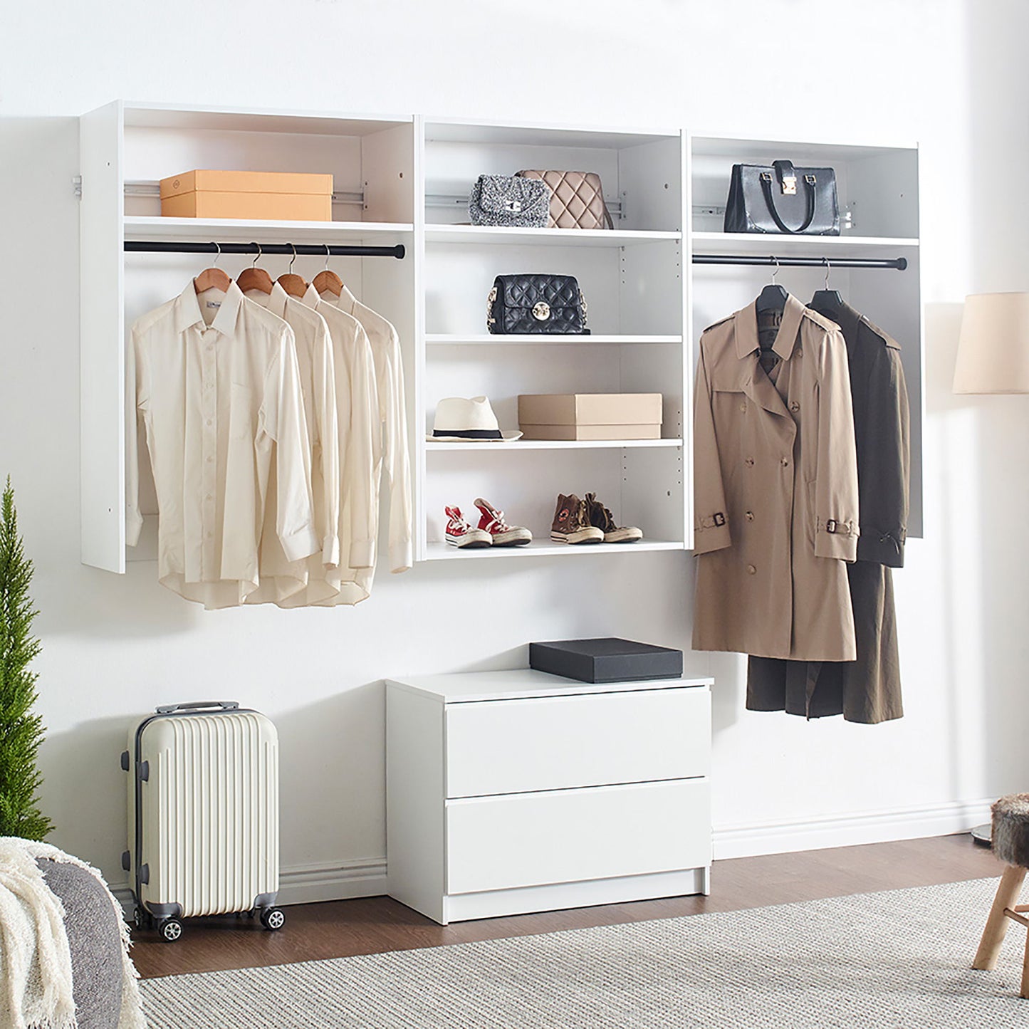 Devi - Wall Mounted Wood Closet System With Modular Design And Ample Storage