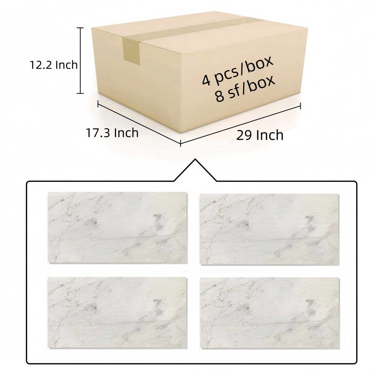 Textured Finished, 3D Tiles For Wall Decoration (Set of 4)