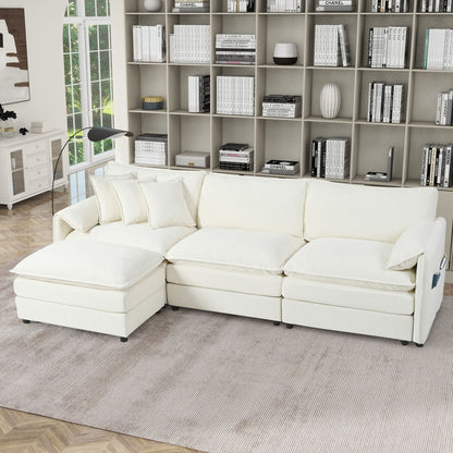 Modern Comfy Deep Seat Modular Sectional Sofa Cloud Couch With Ottoman