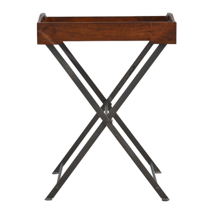 Tray With Cross Base - Brown / Steel Gray