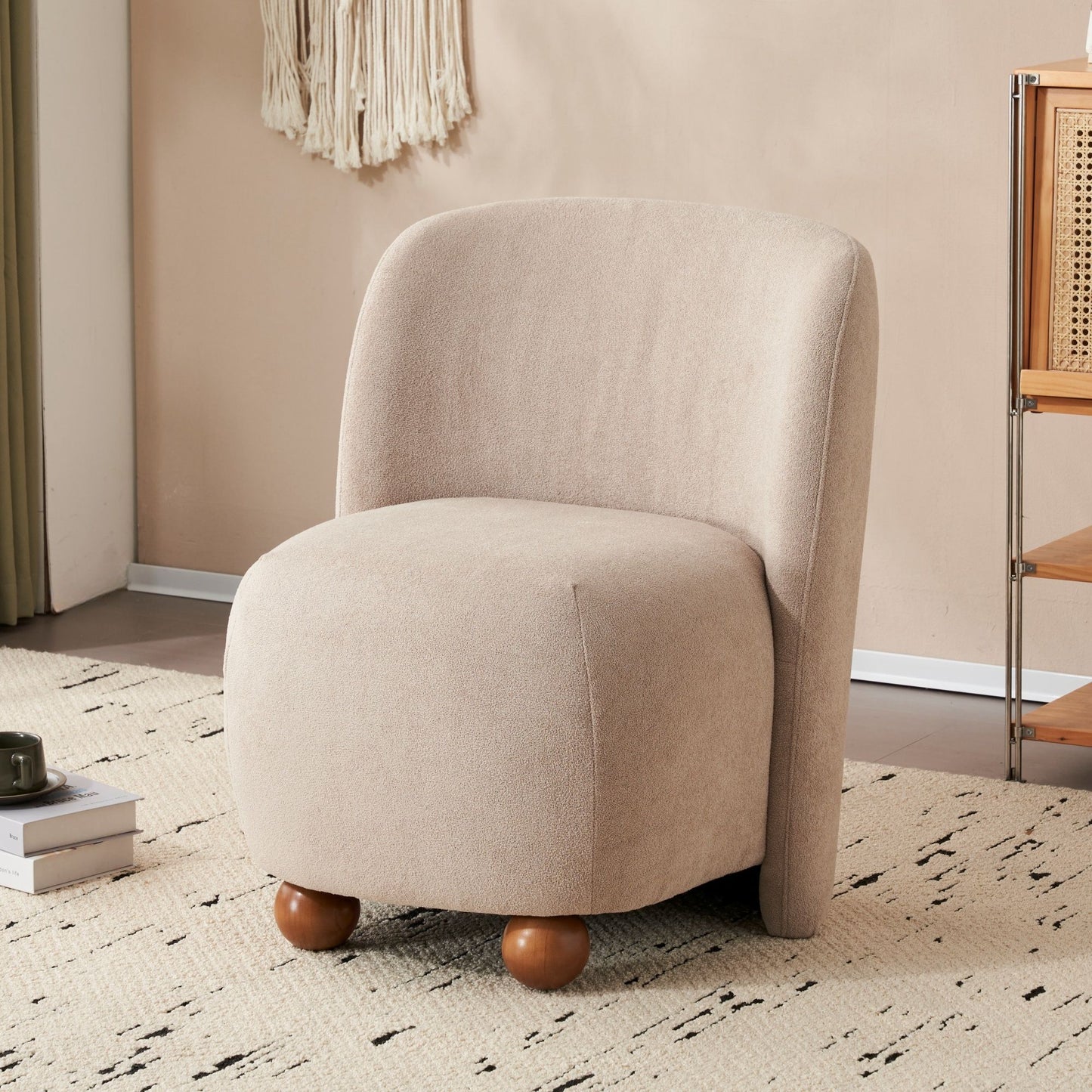 Modern Low Back Accent Upholstered Armless Living Room Chairs, Round Feet