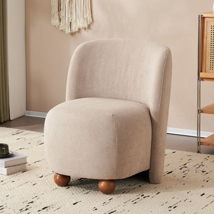 Modern Low Back Accent Upholstered Armless Living Room Chairs, Round Feet