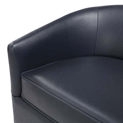 Maisy - Barrel Swivel Chair With Wooden Base - Blue