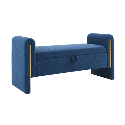 Modern Teddy Upholstered Large Bed End Bench With Arms And Storage