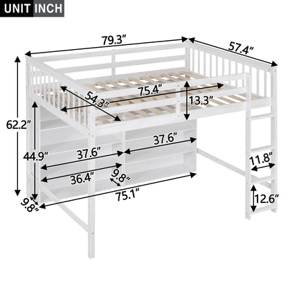 Loft Bed With 8 Open Storage Shelves And Built In Ladder