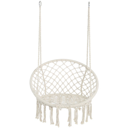 Macrame Hanging Hammock Chair, Cotton Rope Swing For Indoor And Outdoor Use